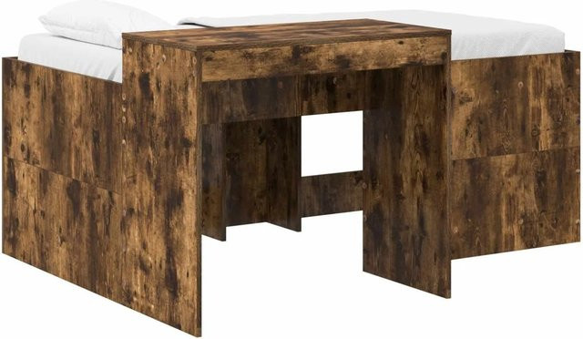 vidaXL Hochbett mit Schreibtisch für Kinder in Geräuchert Eiche, Farbe: Braun, B/T/H: 160 x 80 x 163 cm - Bild 1