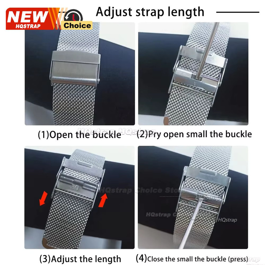 HQstrap Uhrenarmband Milanese Loop, Edelstahl, Silber, Unisex - Bild 4