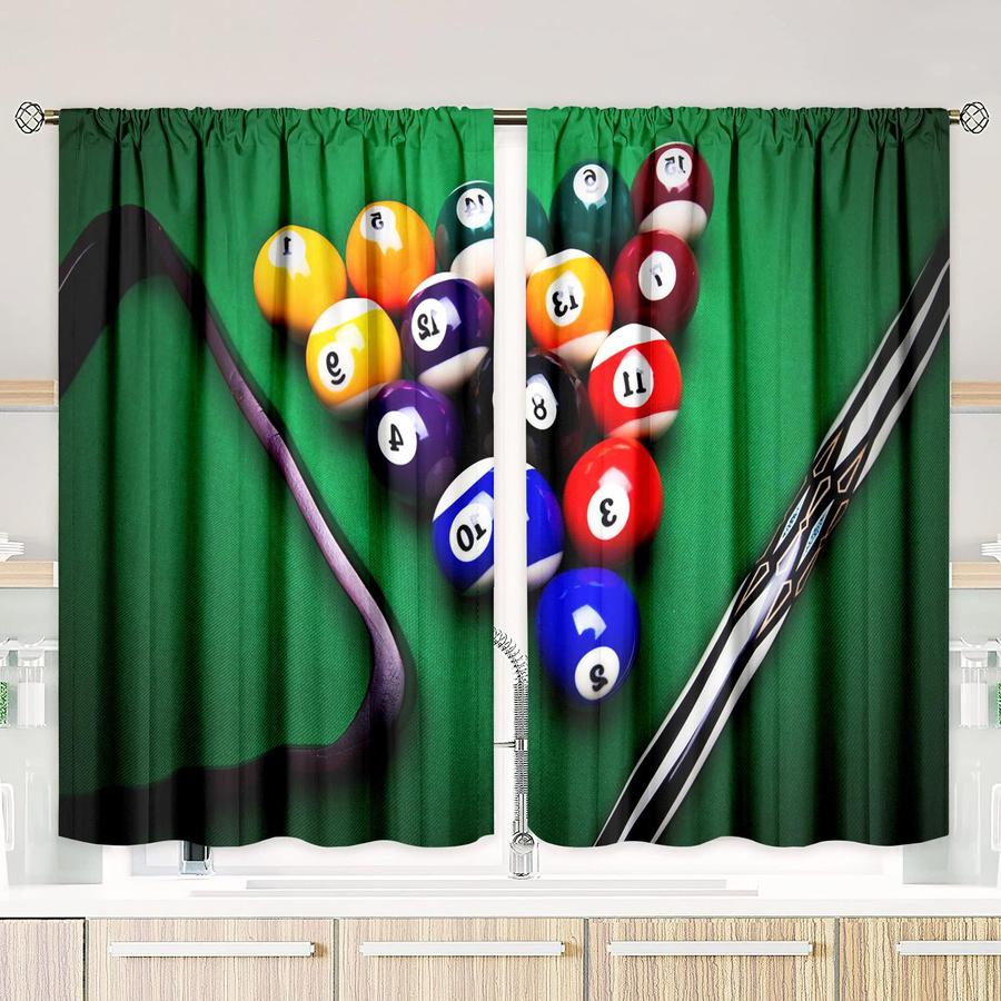 Yiran Furniture Billard-Sichtschutzvorhang aus Polyester, 2er-Set, Mehrfarbig, halbtransparent - Bild 2