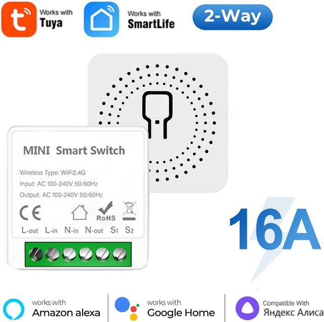 Szaoju 16A Mini Smart Home WLAN-Schalter in Weiß mit Sprachsteuerung für Apple HomeKit, Amazon Alexa und Google Assistant sowie Energieüberwachung - Bild 1