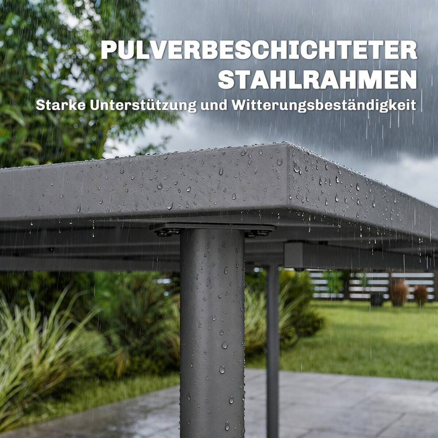 Outsunny Gartentisch aus Metall in Dunkelgrau mit Lamellen-Tischplatte für Garten, Balkon und Terrasse, B/T/H: 165 x 80 x 74 cm - Bild 3