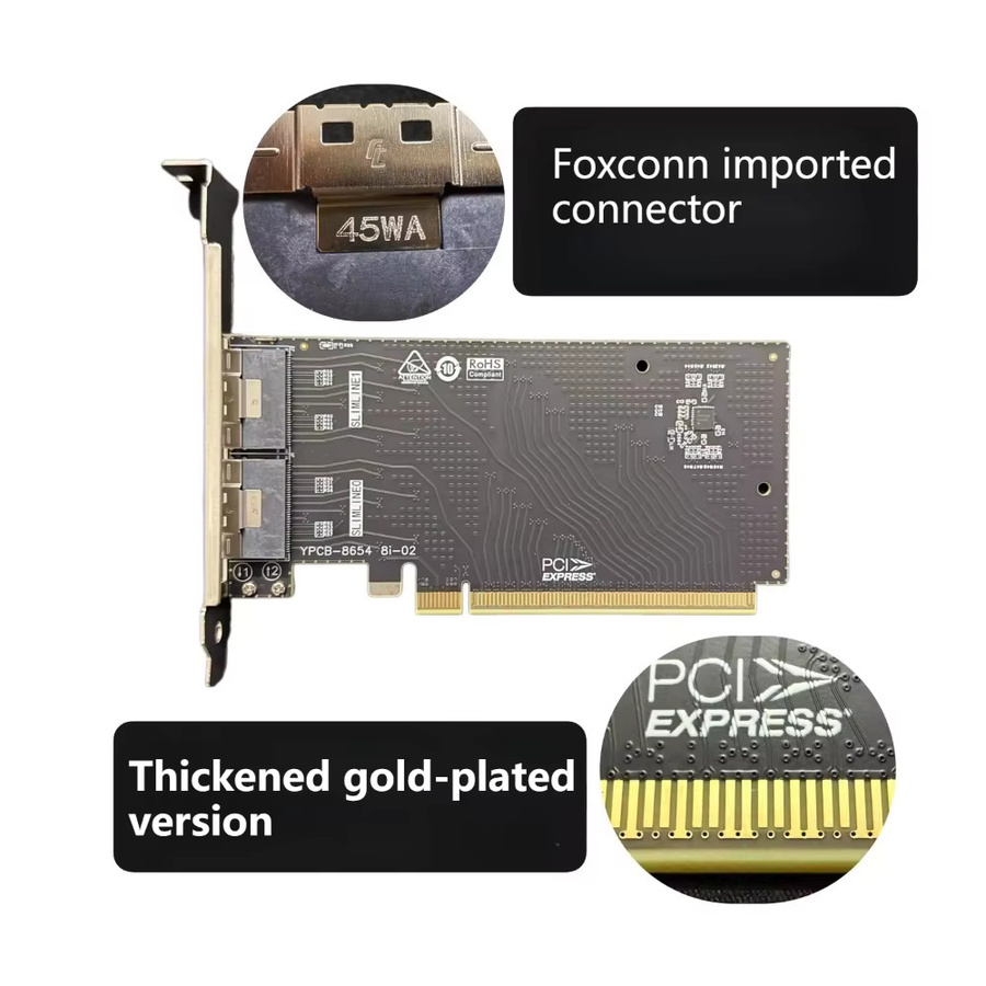 ADT-Link PCIE zu SFF-8654 8i Riser-Karte SlimSAS 8654 Erweiterungsadapterkarte für SSD und GPU in Schwarz - Bild 3