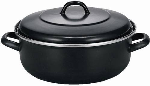 Krüger Haushaltswaren KB24 Bräter aus Emaille in Schwarz, Durchmesser: 24 cm - Bild 1