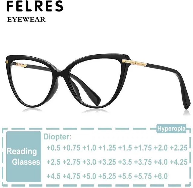 FELRES Lesebrille Cat Eye, Vollrand, Kunststoff, Schwarz, Damen, Blaulichtfilter - Bild 1
