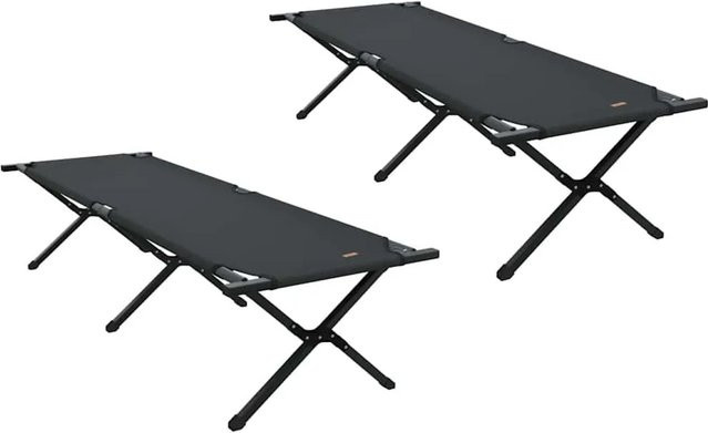 2er Set vidaXL Klappbare Schlafbetten für Camping in Schwarz aus Stahl und Oxford-Stoff, B/T/H: 69 x 193 x 45 cm - Bild 1