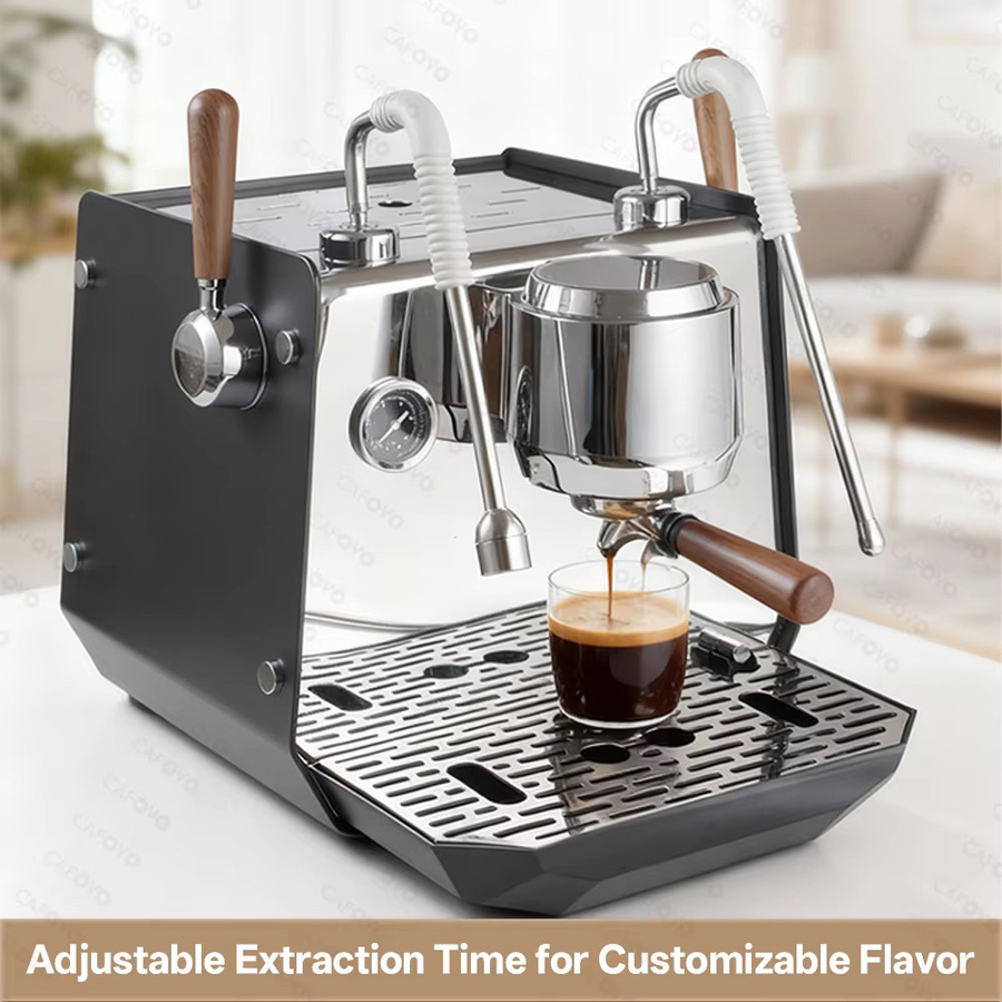 CAFOVO E102 Kommerzielle halbautomatische Espressomaschine mit PID-Steuerung, Preinfusion und Doppelkessel in Silber - Bild 4