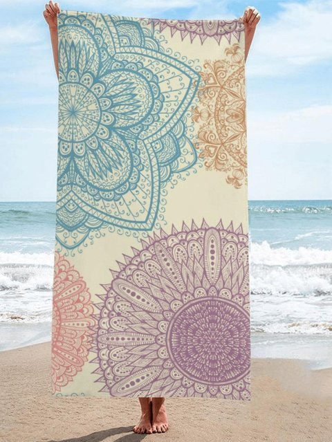 Mandala-Muster Mikrofaser-Strandtuch in Bunt für Urlaub und Schwimmen - Bild 1