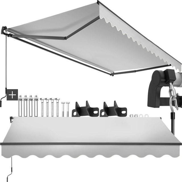 tectake Ornella Gelenkarmmarkise Hellgrau B/T/H: 300 x 250 x 41 cm - Bild 1