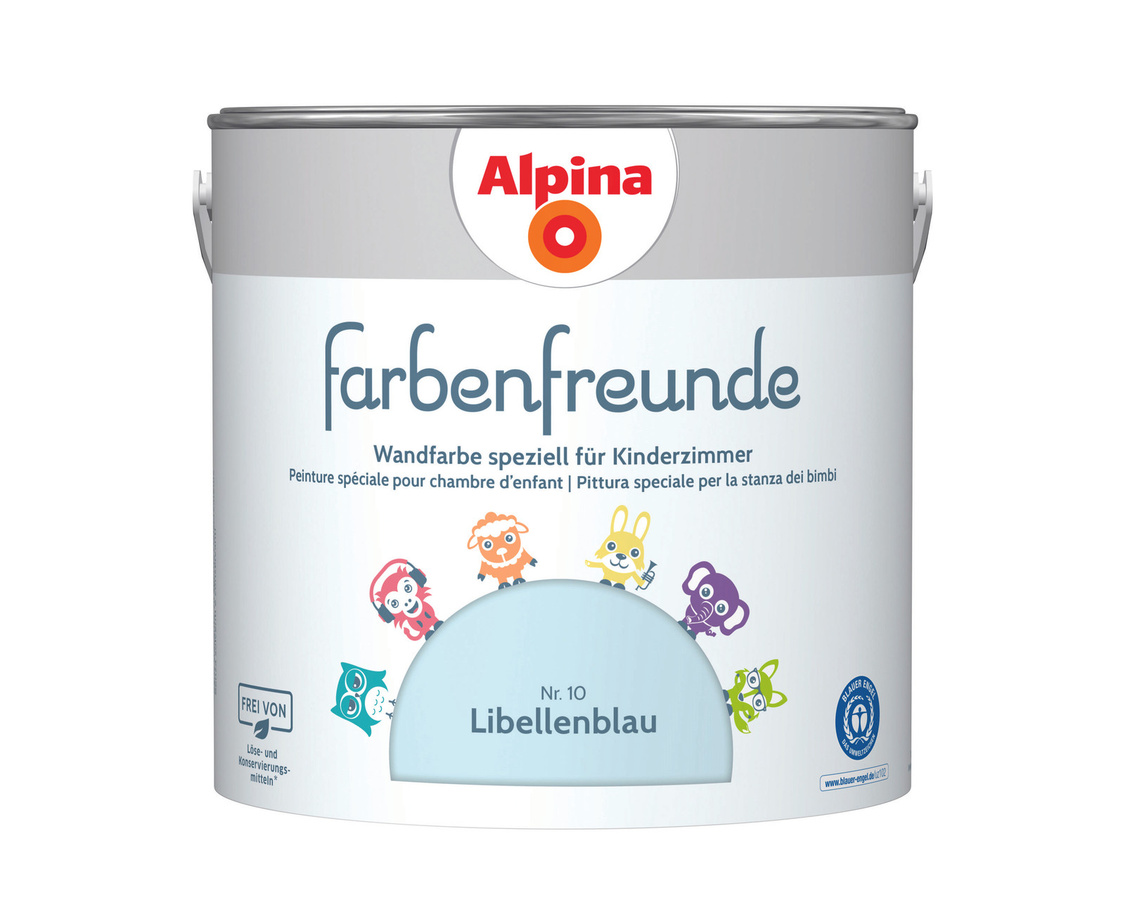 Alpina Farbenfreunde Wandfarbe Nr. 10 libellenblau matt, 2,5 l - Bild 1