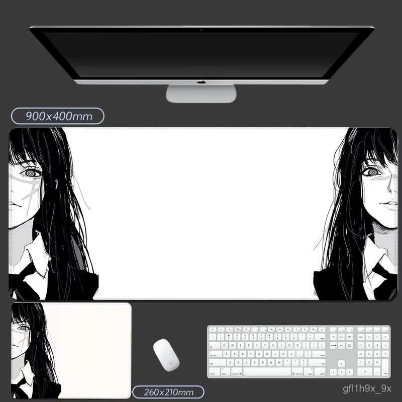 Potdemiel Gaming Mauspad Chainsaw Man Makima Pawa Extra groß Schwarz und Weiß - Bild 3