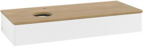 V&B Antao Waschtischunterschrank mit Frontstruktur und LED-Beleuchtung, Wandmontage, Eiche Honig und Weiß Lack, B: 120 cm, H: 19 cm, T: 50 cm - Bild 1