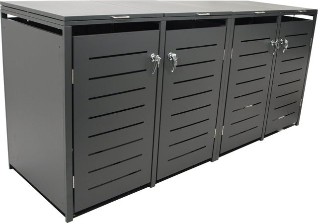 DEGAMO Mülltonnenbox aus verzinktem Stahl für 4 Tonnen à 120 Liter, Farbe Anthrazit, B/T/H: 230 x 62 x 102 cm - Bild 1