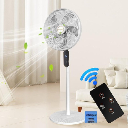 ElectroCN Elektrischer oszillierender Standventilator mit Fernbedienung in Weiß