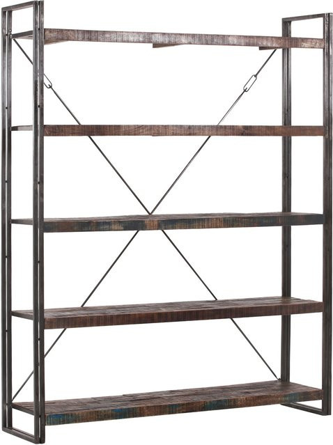 Regal TITAN aus Mango Massivholz und Metall in Grau, H x B x T: 200 x 160 x 40 cm - Bild 1