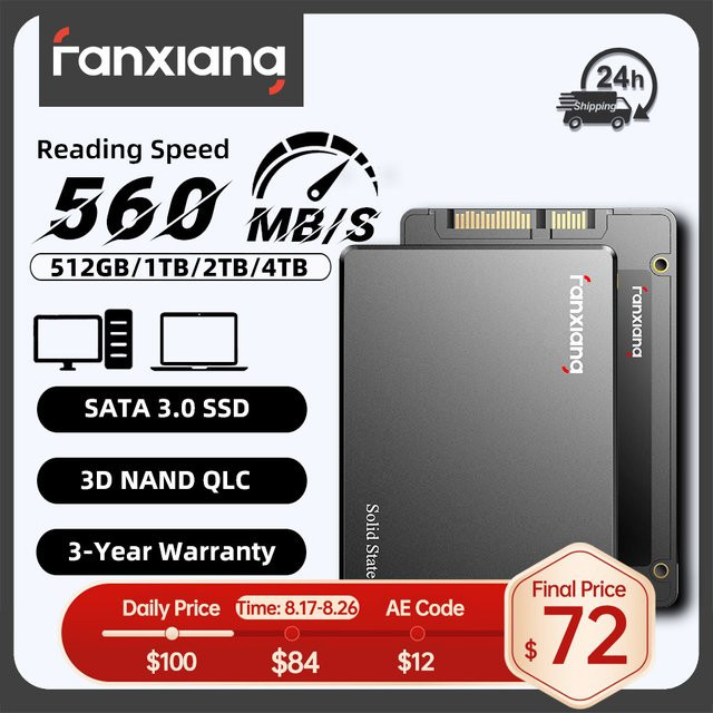 Fanxiang S101Q 2,5-Zoll SATA SSD Interne Solid-State-Drive für Desktop-PC und Laptop in Schwarz - Bild 1