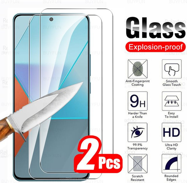 Xiaomi Panzerglas Display-Schutz Set für Redmi Note 13 Pro 4G 5G, Redmi Note 13 und Redmi Note 14, transparent, 2 Stück - Bild 1