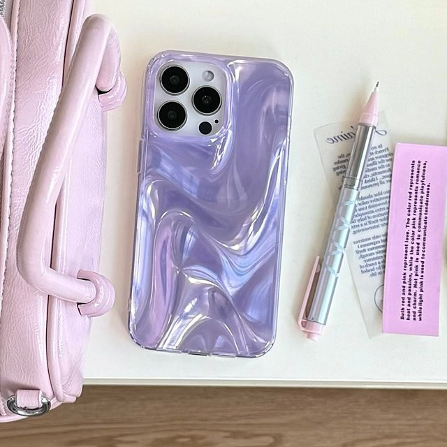 TROPLET Handyhülle mit Taro-Lila-Farbverlauf und schillernder Wellenstruktur für iPhone 16, 15, 14, 13 Pro Max - Bild 1