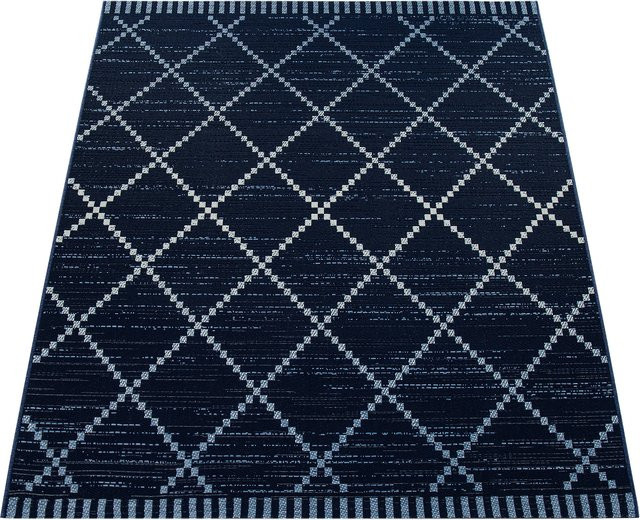 In- & Outdoor-Teppich Katrina Blau mit Ethno-Muster und Skandi-Look, B/T: 80 x 150 cm - Bild 1