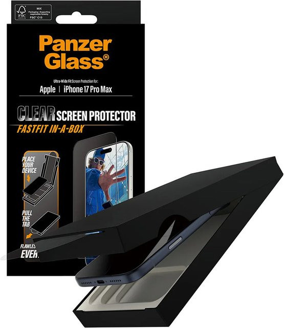 PanzerGlass Displayschutzglas Ultra-Wide Fit für Apple iPhone 17 Pro Max mit EasyAligner, Schwarz - Bild 2