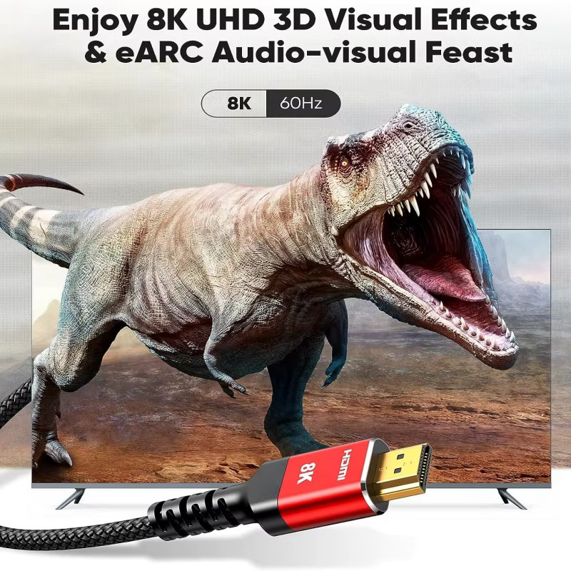 MIZIQIER 2er-Pack HDMI 2.1 Kabel in Rot, 8K Hochgeschwindigkeits-Kabel mit 48 Gbit/s, geflochten, unterstützt 8K@60Hz und 4K@120Hz, kompatibel mit PS5, PS4, Roku TV und RTX 3080/3090 - Bild 4