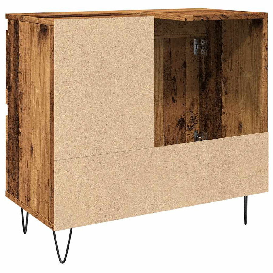 vidaXL Waschbeckenunterschrank in Altholz-Optik und Braun mit industrieller Note, B/T/H: 65 x 33 x 60 cm - Bild 5