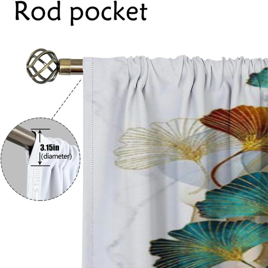 Household supplies MH Tüll Vorhang Set in Weiß, transparent mit Grafik, 2 Paneele, B: 60 cm, H: 90 cm - Bild 1