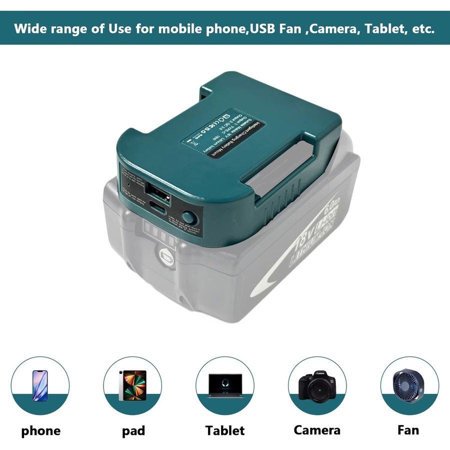 Batteriehalter und Batterieadapter für Makita 18 V Li-Ionen-Akkus mit blauer Gürtelschnalle, passend für BL1815, BL1840, BL1850 und BL1860 - Bild 3