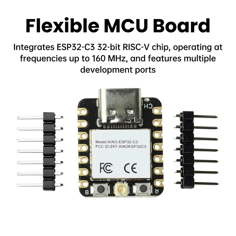 Seeed Studio Xiao ESP32-C3 SoC Entwicklungsboard mit WiFi und Bluetooth Dual Mode in Schwarz mit USB-C Anschluss - Bild 3