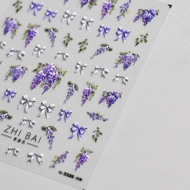 NAILFYOU Nail Art Aufkleber, Glyzinien Blume, Lila, Unisex - Bild 1