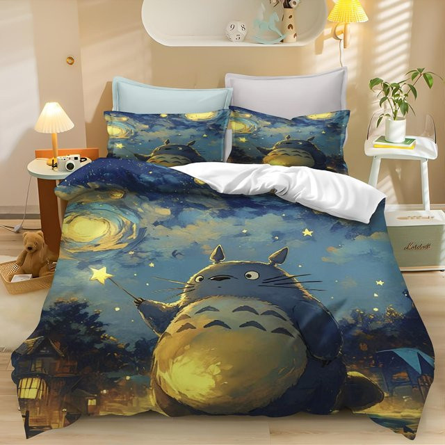 Lodestar Anime Bettwäscheset T-TotoroS mit Bettbezug und Kissenbezug, Blau, B/H: 200 x 200 cm - Bild 1