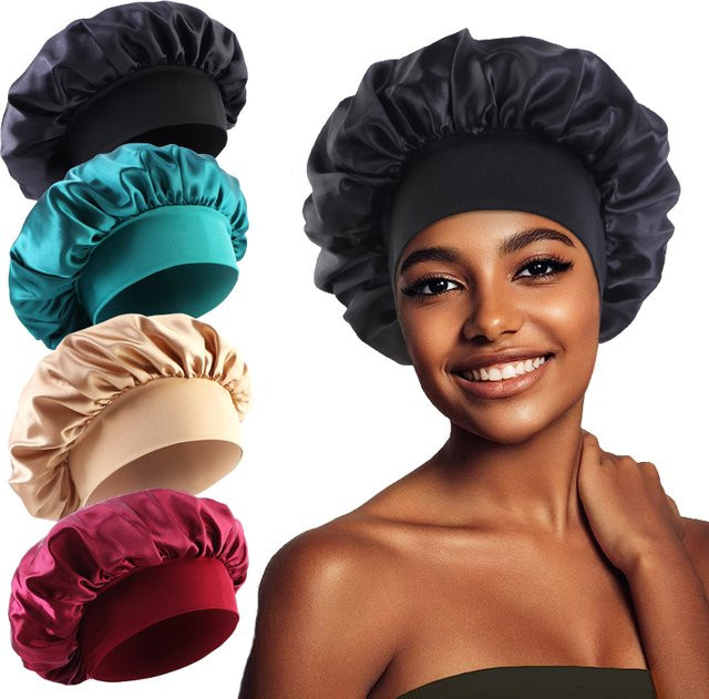 Schlummertrunk Satin Haar Wrap mit elastischem Band, Unisex - Bild 1