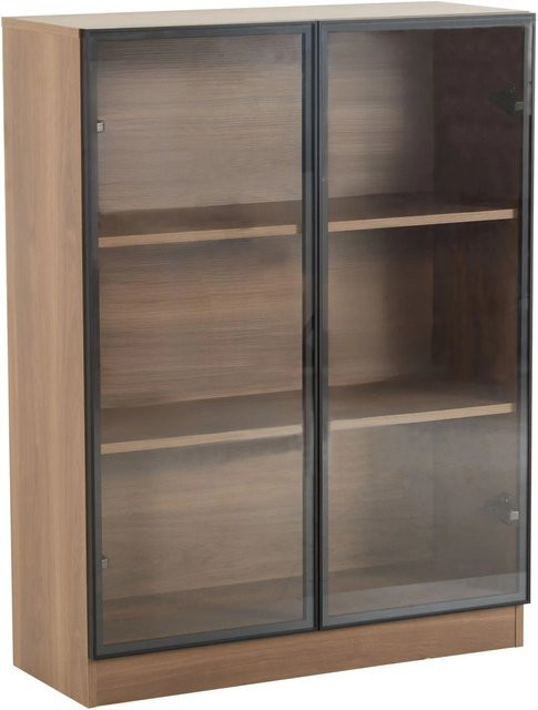 okwish Vitrine mit Beleuchtung und Glastüren in Braun, B/T/H: 80 x 32 x 106 cm - Bild 1