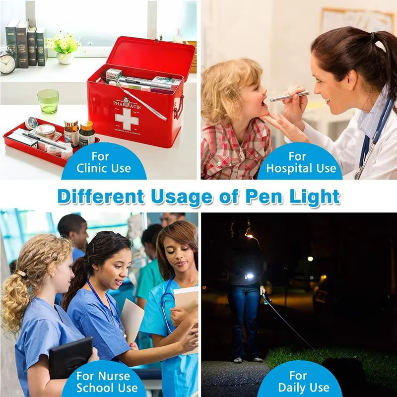 ESMARTER LED Stift Taschenlampe aus Edelstahl in Silber, USB wiederaufladbar mit Clip - Bild 4