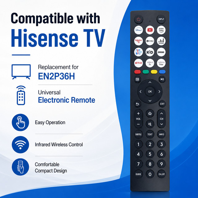 Gtwoilt Universelle Elektronische Fernbedienung als Ersatz für Hisense TV-Fernbedienung EN2P36H in Schwarz - Bild 1