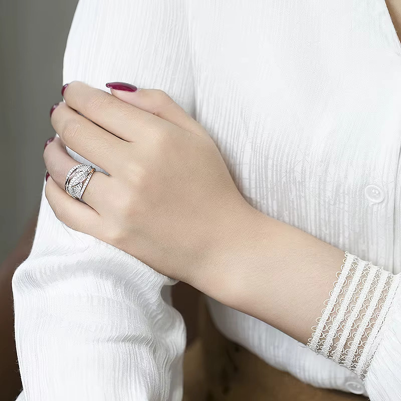 Huitan Ringe, Bicolor, Silber, Rose Gold, Zirkonia, Damen - Bild 3