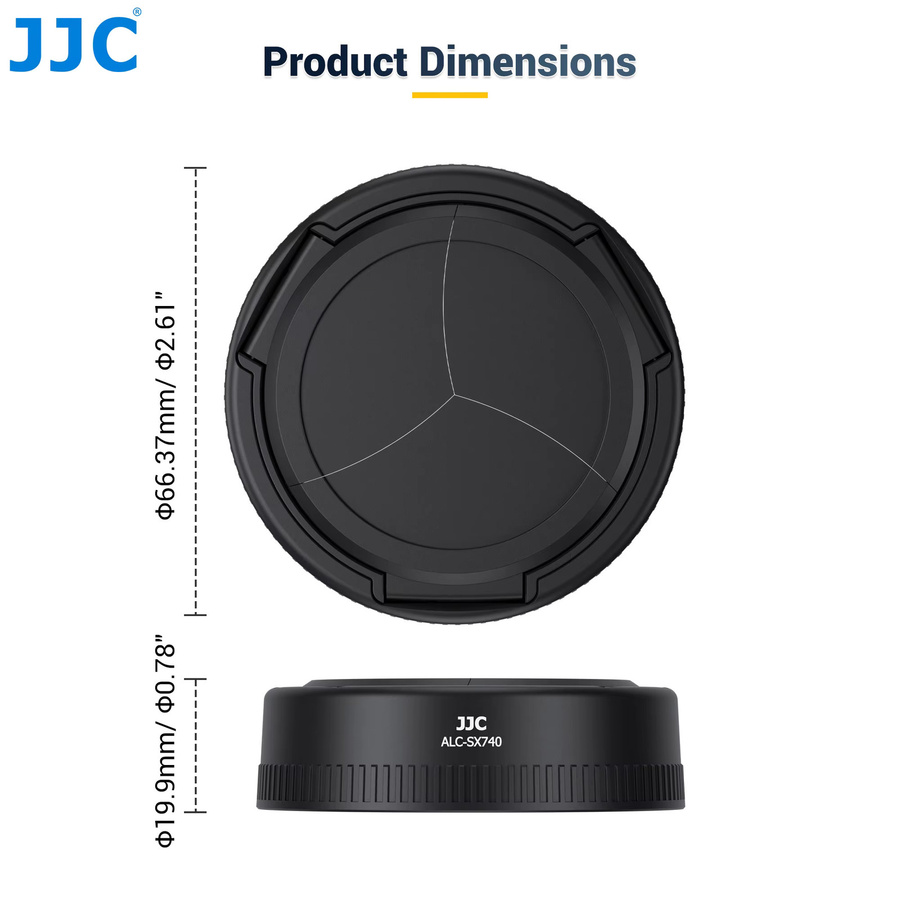 JJC Objektivdeckel für Canon PowerShot SX740 HS, automatische Objektivabdeckung in Schwarz - Bild 6