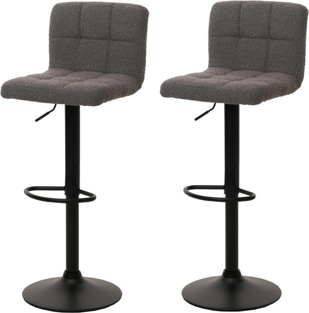 PROREGAL 2er-Set Barhocker mit Lehne, höhenverstellbar und drehbar, Stoff Boucle in Dunkelgrau, Sitzhöhe: 63-83 cm - Bild 1