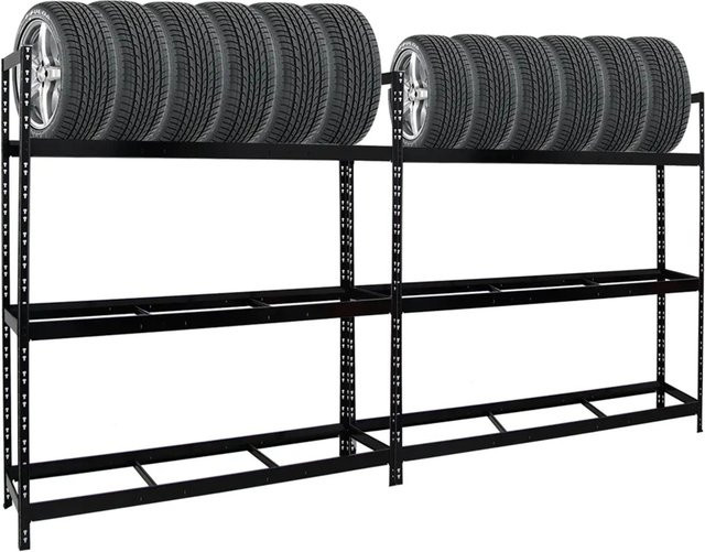 2er Set PROREGAL Reifenregal Tiger XL aus Stahl in Schwarz, H x B x T: 200 x 180 x 45 cm - Bild 1