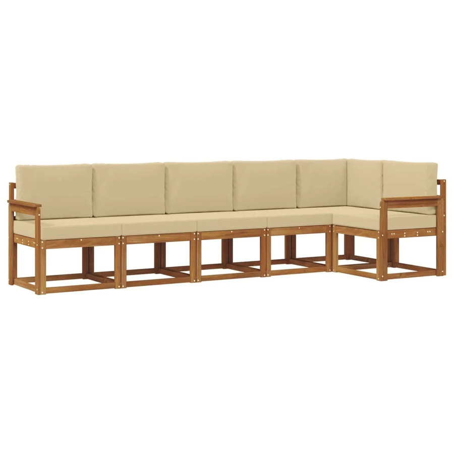 vidaXL Outdoor-Sofagarnitur in L-Form aus Akazienholz mit Kissen in Beige und Natur - Bild 2