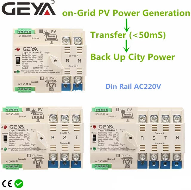 GEYA Netzgekoppelter Solar-Stromwechsler W2R für PV-Systeme, DIN-Schiene, Farbe: Weiß - Bild 1