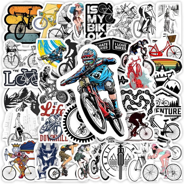Wasserdichte MTB Mountainbike Aufkleber von Binchi Outdoor Product in Grau und Multicolour für Laptop, Telefon und Flaschen - Bild 1