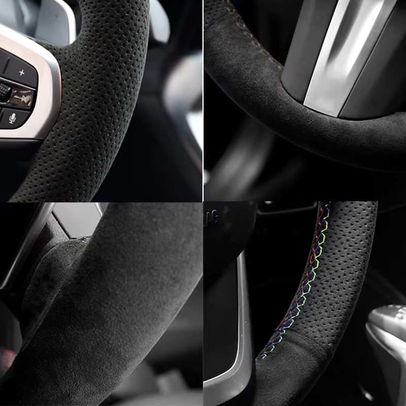 Lenkrad Abdeckung aus Wildleder und Leder für Audi A3 A4 A5 A6 A7 S3 S7 S8 R8 Q2 Q3 Q5 Q7 Q8 SQ5 TT RS3 RS6 von HKOADE - Bild 5