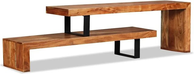 vidaXL TV-Schrank aus Akazienholz und Schmiedeeisen in Braun im Retro-Stil, B/T/H: 120 x 40 x 30 cm - Bild 1
