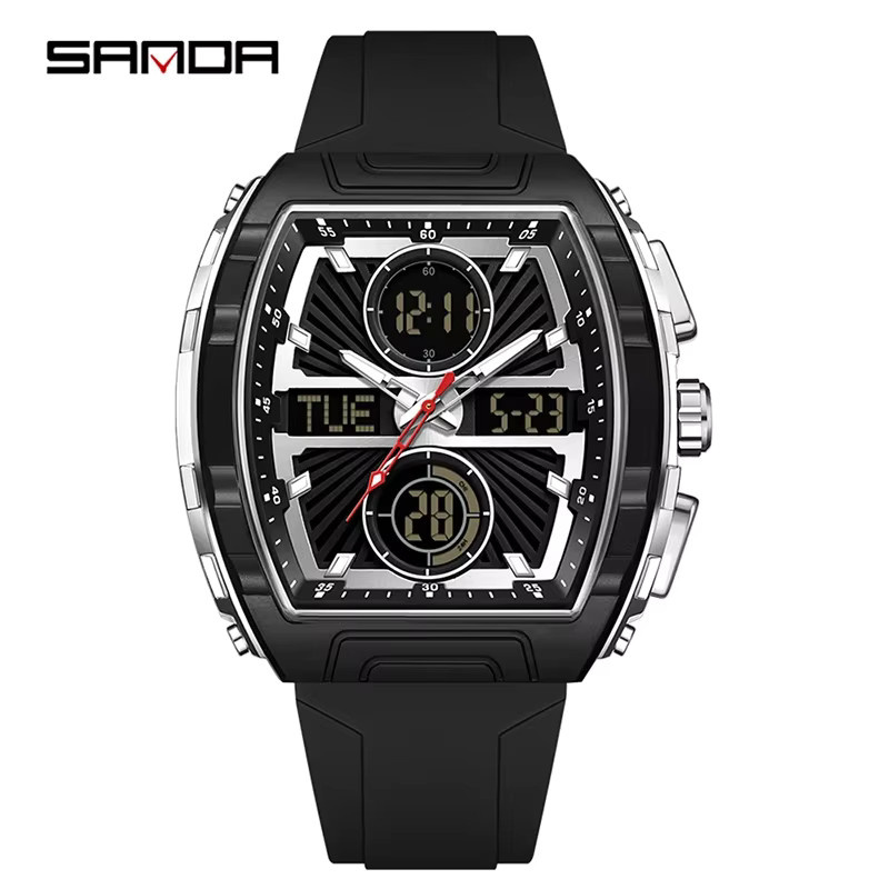 SANDA Chronograph Armbanduhr, Schwarz, Edelstahl, Herren - Bild 4