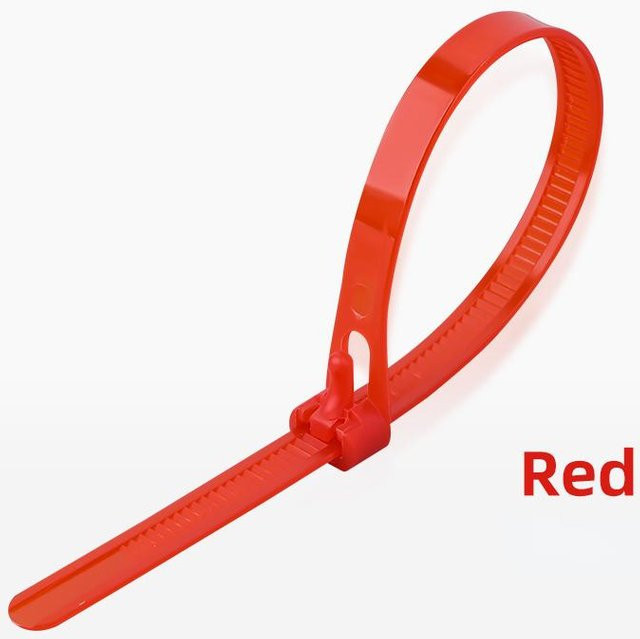 100 Stück NATAWA Wiederverwendbare Kabelbinder aus Nylon in Rot, B/H: 5 x 200 mm - Bild 1