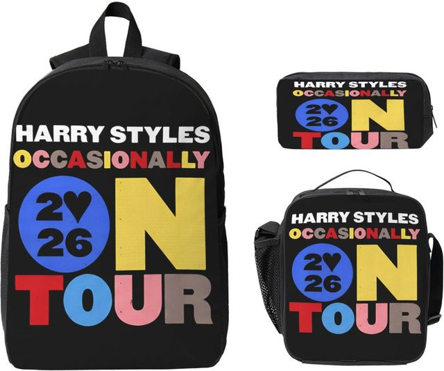 Fancy Style Studio Harry Styles Kuss All The Time Schulset für Kinder mit Rucksack, Federmäppchen und Brotdose in Mehrfarbig - Bild 1
