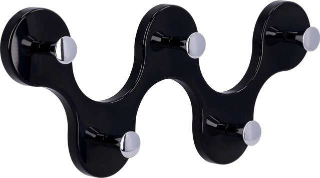 Siro Hakenleiste 01047 aus Kunststoff in Schwarz und Chrom mit 5 Haken, Länge: 248 mm - Bild 1