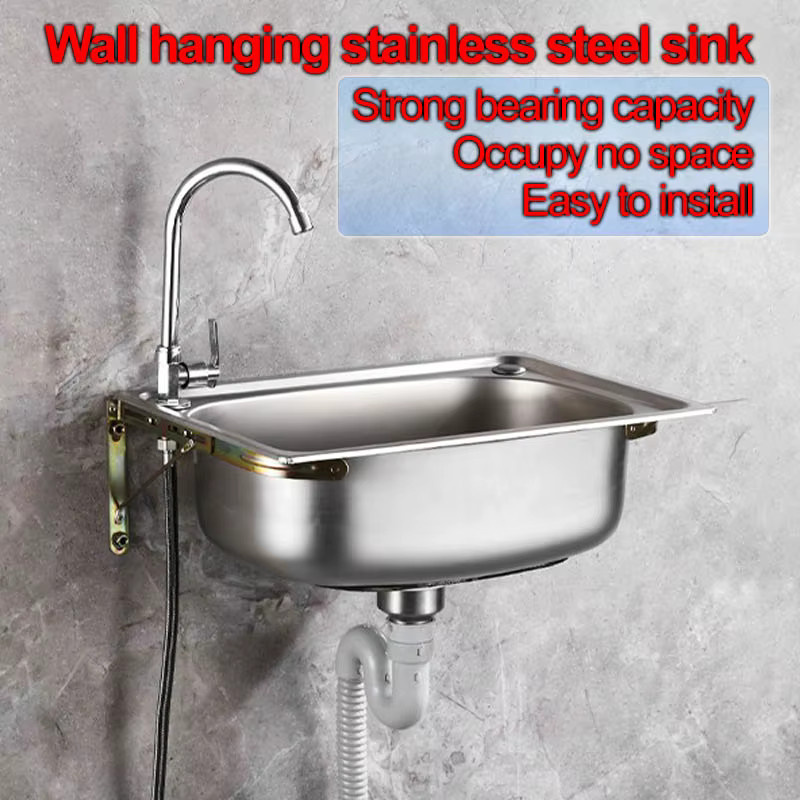 LISM Einzelschlitz-Waschbecken aus Edelstahl 304 in Silber mit Wandhalterung - Bild 2