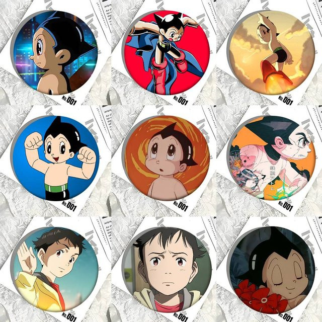 Mesuca Brosche, Astro Boy Cartoon-Stil, Emaille-Pin, rund - Bild 1