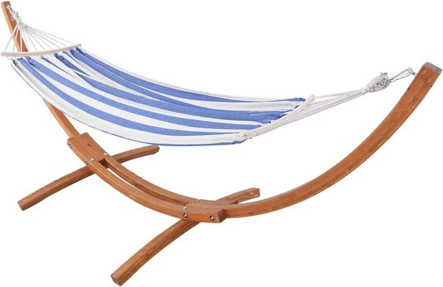 HOMAVO Doppel-Hängematte mit Gestell in Blau, B/T/H: 320 x 120 x 120 cm - Bild 1